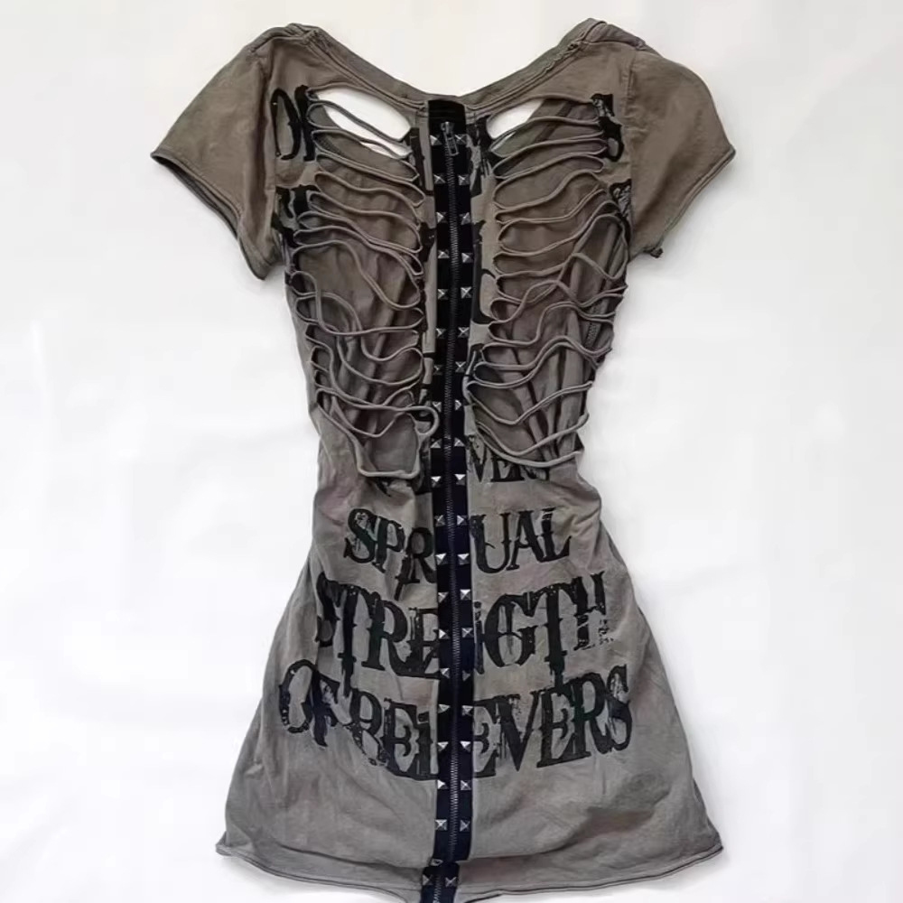 Street Fashion Harajuku - Summerjapanese Retro Hollow Design Women's Y2Kt-Shirt