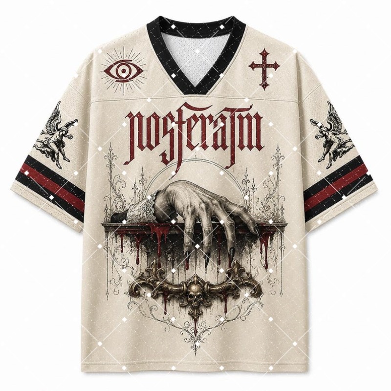 Street Fashion Mood - Nosferatu Vampire Gothic Print V‑Neck T‑Shirt