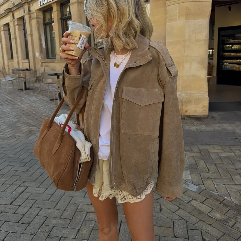 Street Fashion Fall 2025 - KONDALA Women Suede Jacket 2025 Fall