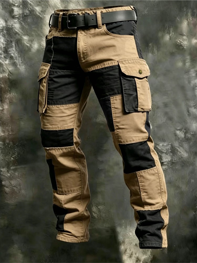 Cotton Men Cargo Pants Khaki C - Street Fashion Art 评论和价格