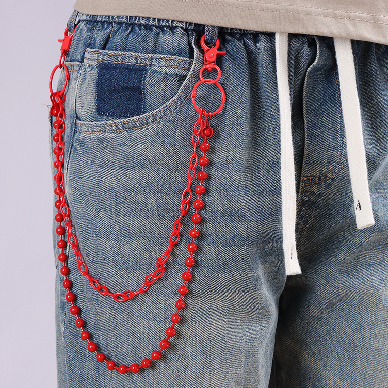 Bright Red Beaded Multi‑Layer  - Street Fashion Harajuku 评论和价格