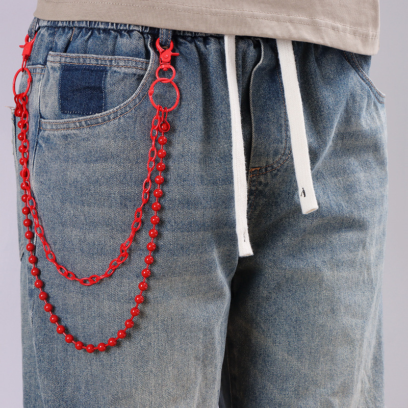 Bright Red Beaded Multi‑Layer  - Street Fashion Harajuku 评论和价格