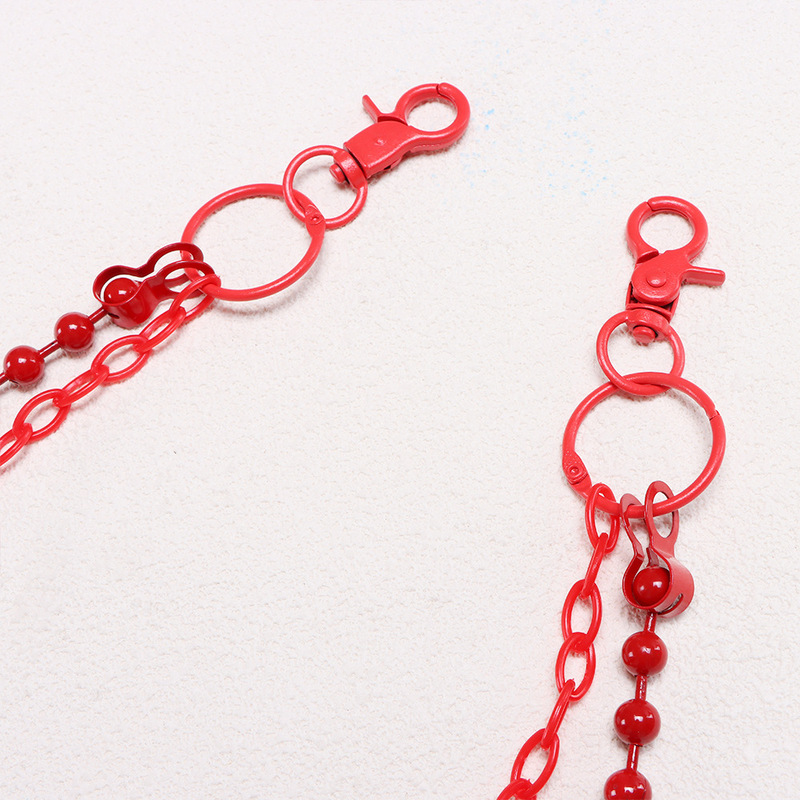 Bright Red Beaded Multi‑Layer  - Street Fashion Harajuku 评论和价格