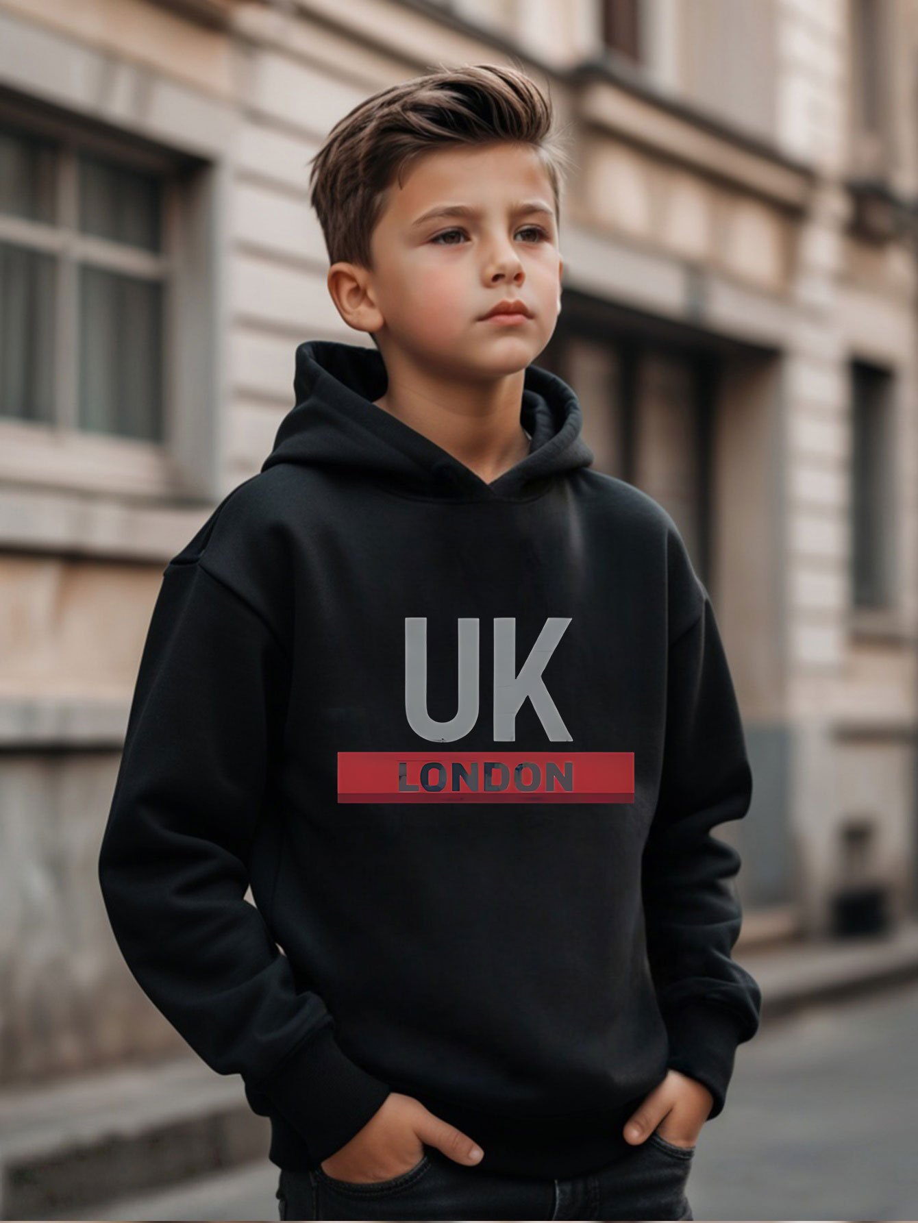 UK London Printed Hoodie Boys' - Street Fashion London 评论和价格
