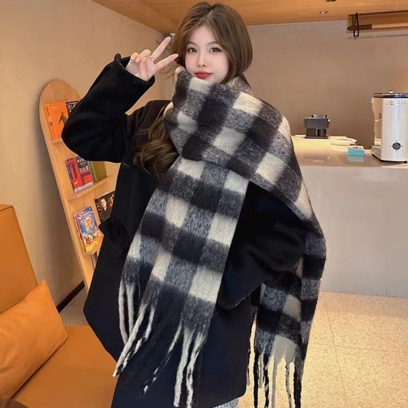 Korean Plaid Scarves Women Kee - Street Fashion Harajuku 评论和价格