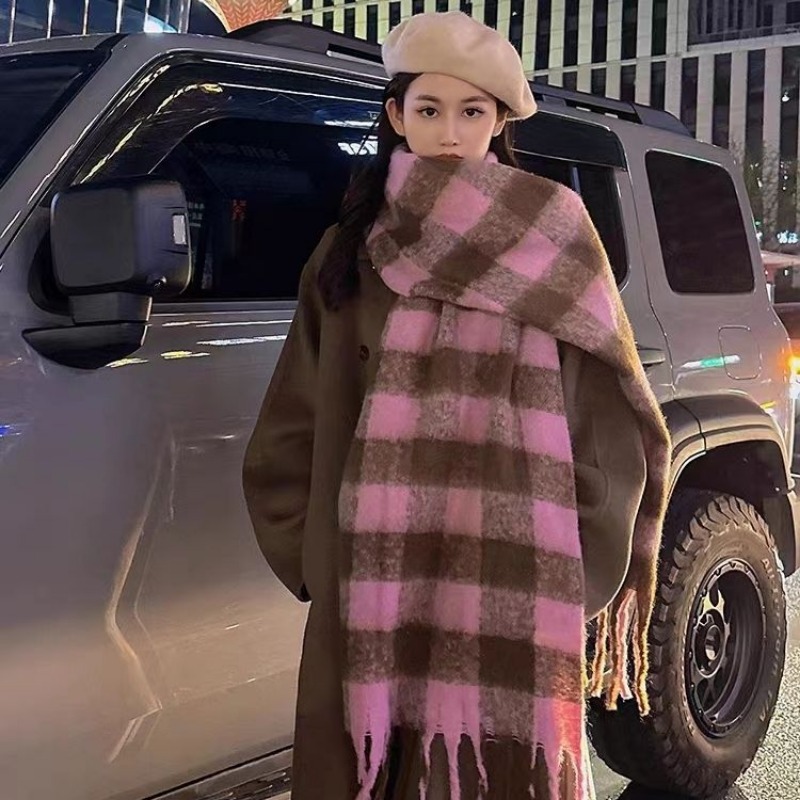 Korean Plaid Scarves Women Kee - Street Fashion Harajuku 评论和价格