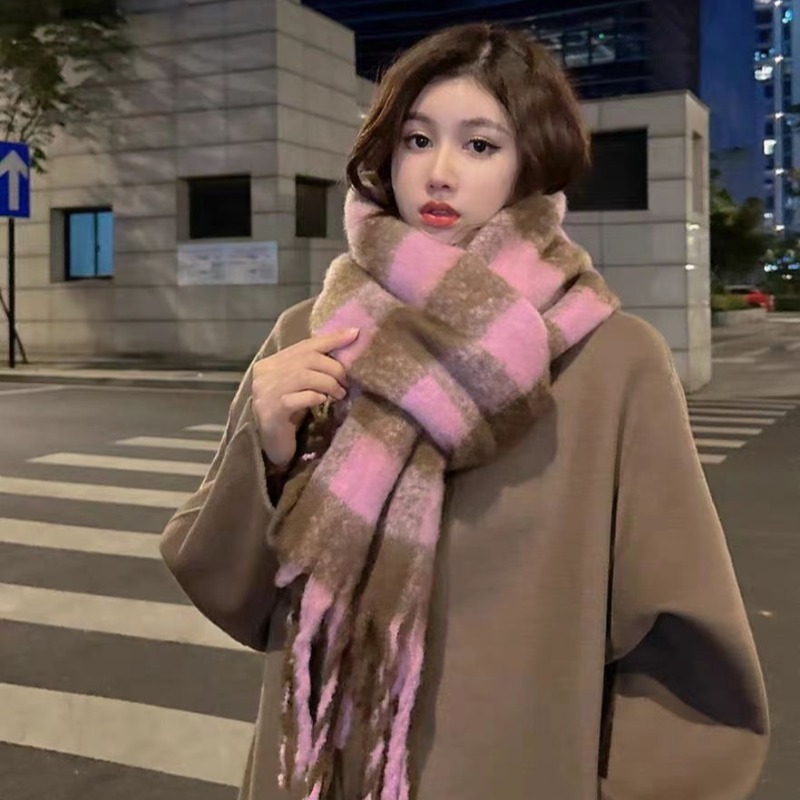 Korean Plaid Scarves Women Kee - Street Fashion Harajuku 评论和价格