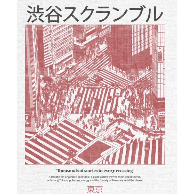 Shibuya Crossroads Pattern T-s - Street Fashion Shibuya 评论和价格