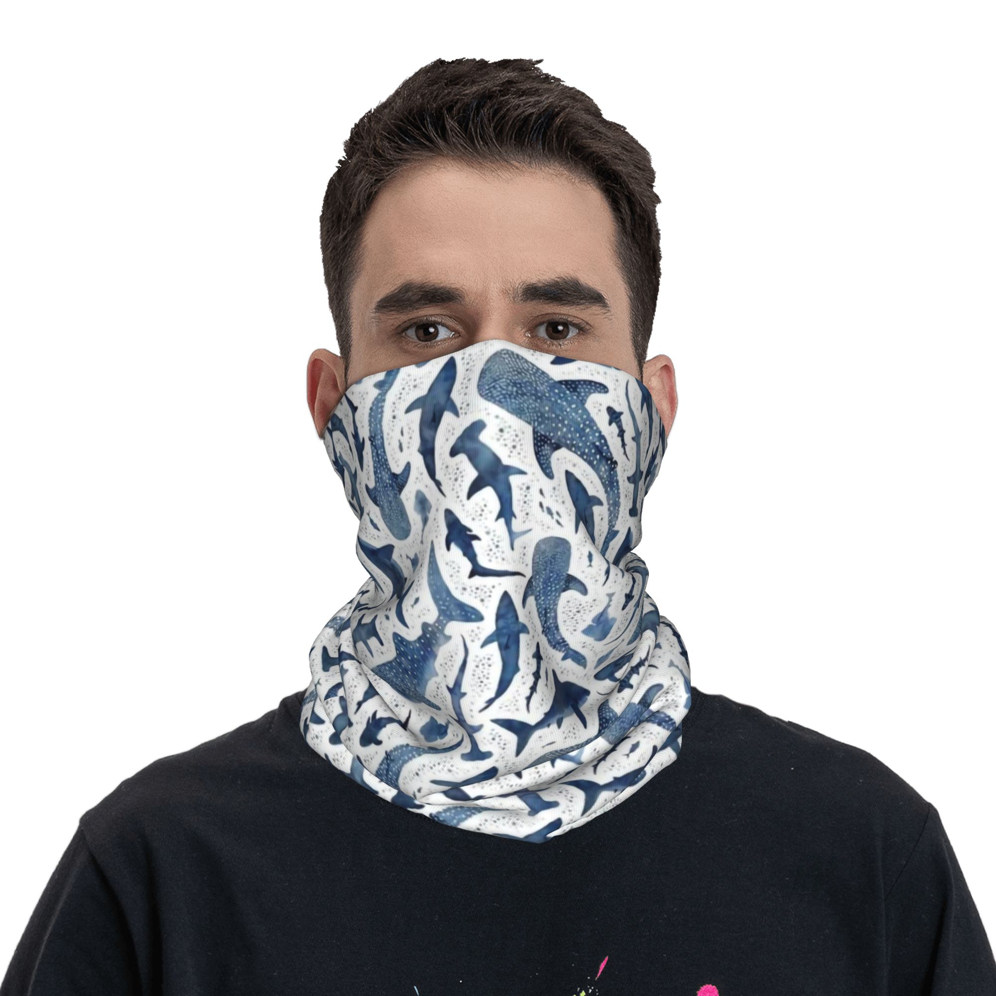 Custom Blue Watercolour Shark  - Balaclava Face Mask 评论和价格