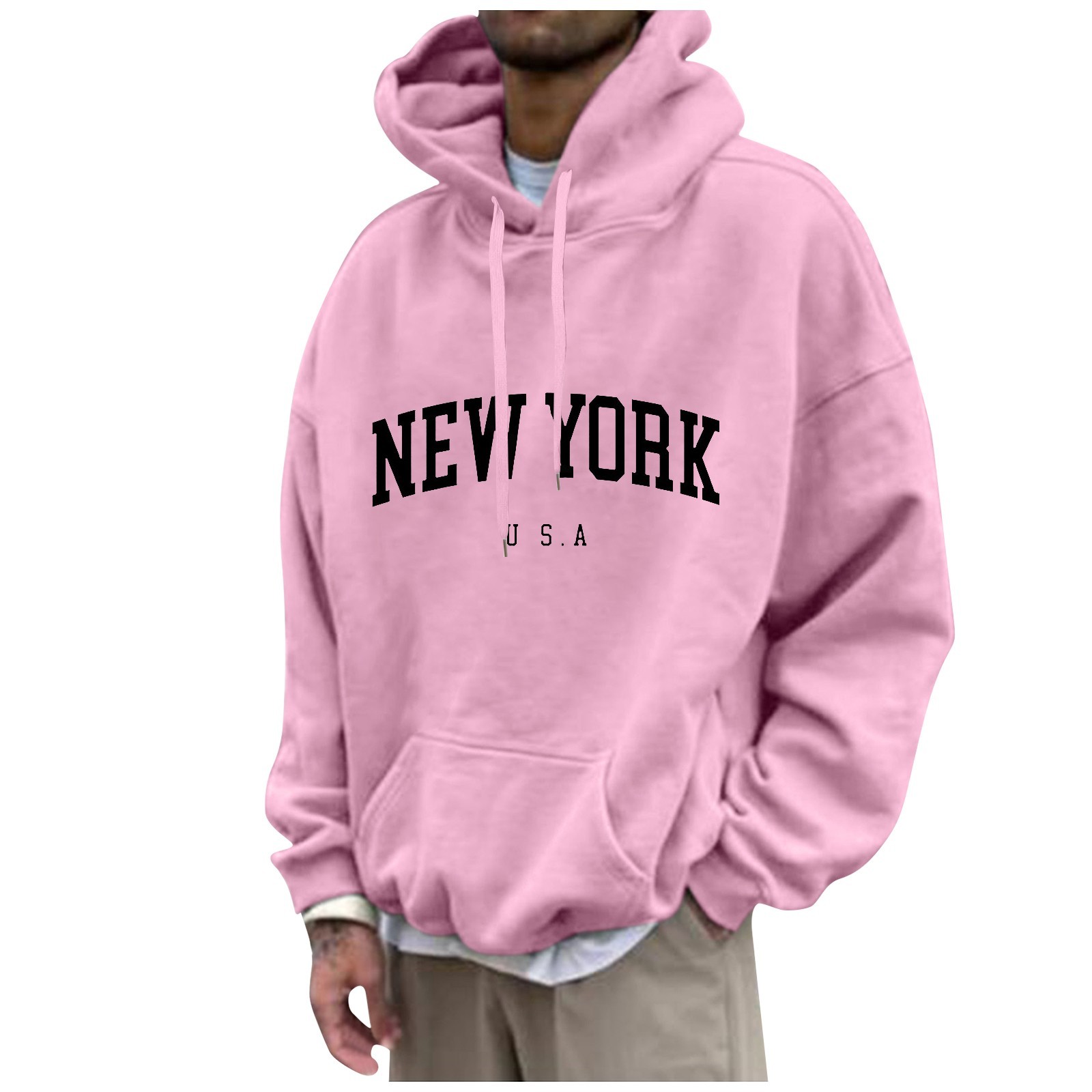 New York Print Mens Hoodies Fa - High Street Fashion New York 评论和价格