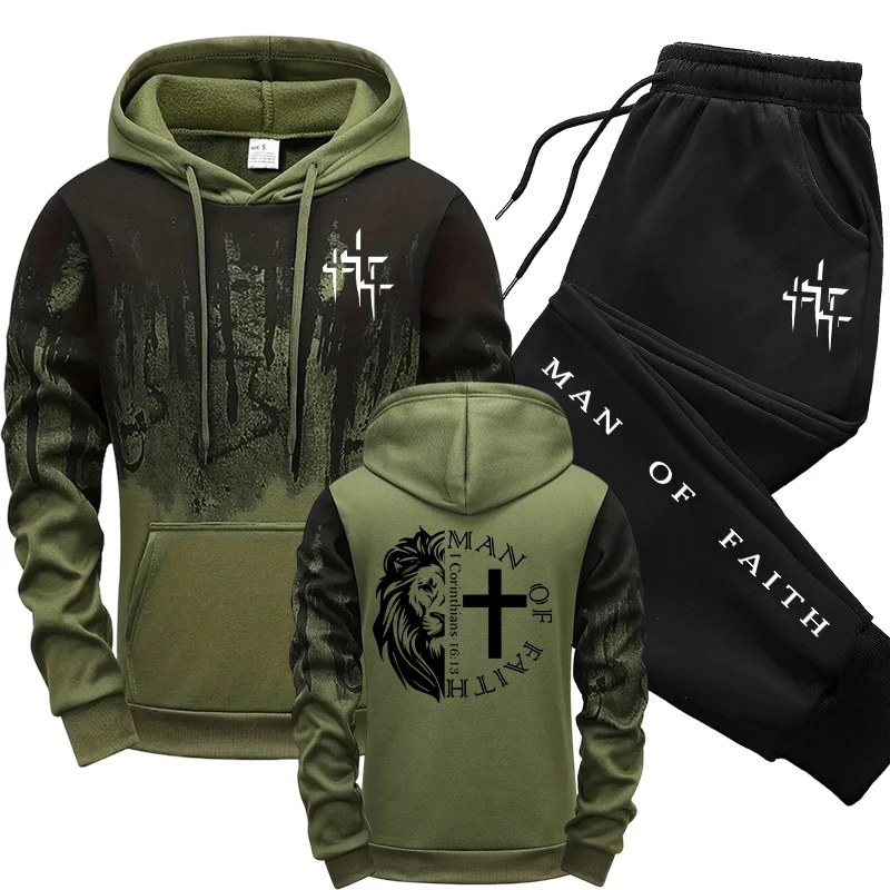 Man of Faith Pattern Men's Set - Street Fashion Art 评论和价格