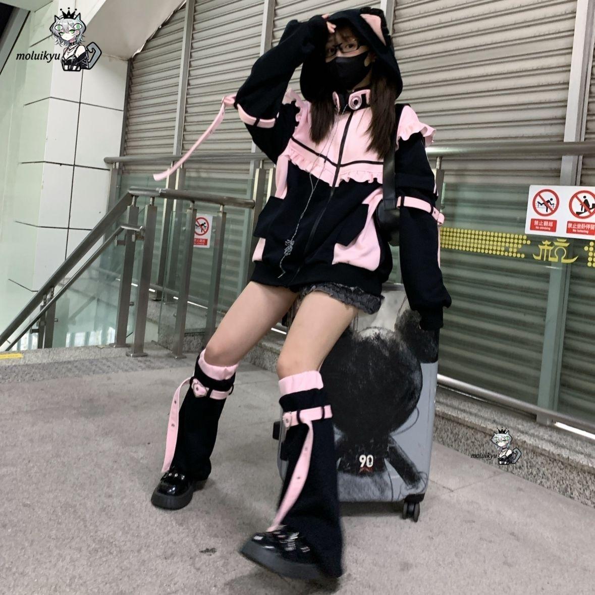 Y2K Kawaii Cat Ear Hoodie Wome - Street Fashion Harajuku 评论和价格